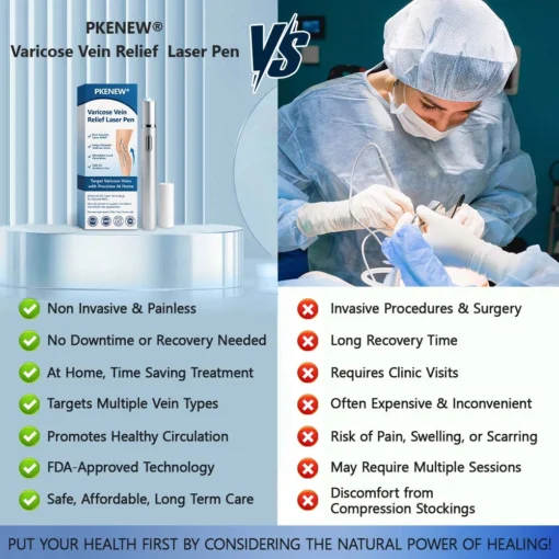 PKNEW® 𝗡𝗼𝗻-𝗜𝗻𝘃𝗮𝘀𝗶𝘃𝗲 Varicose Veins Treatment Laser Pen