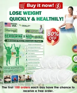 ODEIUN™ Moringa Berberine NAD 𝟏𝟎-𝐢𝐧-𝟏 𝐀𝐝𝐯𝐚𝐧𝐜𝐞𝐝 𝐍𝐚𝐧𝐨 𝐌𝐢𝐜𝐫𝐨𝐧𝐞𝐞𝐝𝐥𝐞 𝐏𝐚𝐭𝐜𝐡 𝐎𝐧𝐜𝐞 𝐃𝐚𝐢𝐥𝐲, 𝐕𝐢𝐬𝐢𝐛𝐥𝐞 𝐑𝐞𝐬𝐮𝐥𝐭𝐬 𝐢𝐧 𝟕 𝐃𝐚𝐲𝐬
